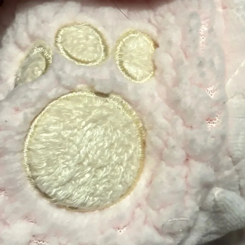 Little Me Blush Pink Bear Quilted Hooded Double Zip Footed Insulated Pram 6-9m